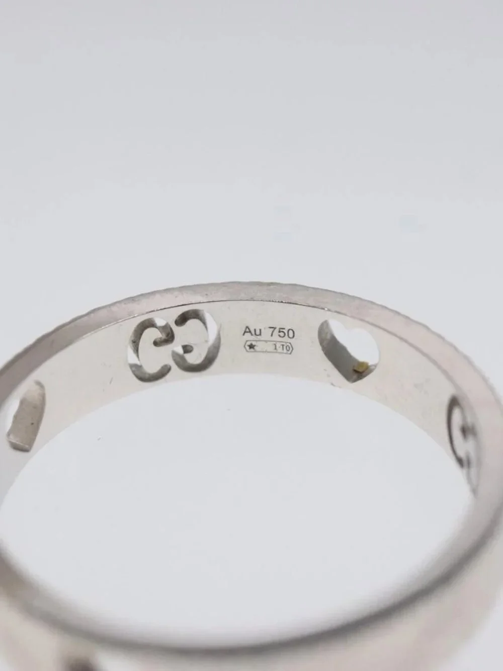 GUCCI Heart Ring K18 Silver Gold (750) 4.4g (18K) Silver Auth 117299SAM